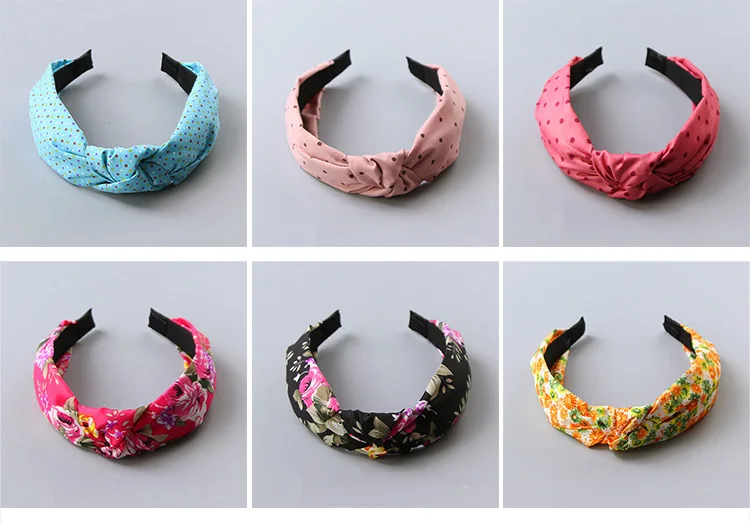 New Fashion Girls Cute Cartoon Dot Flower Smile Face Cloth Headband Kids Birthday Gifts Hairbands Hair Bands Hair Accessories