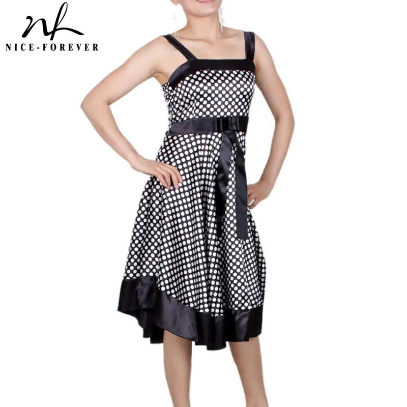 Женское платье в горошек Nice forever повседневное Клубное без рукавов ретро стиле для