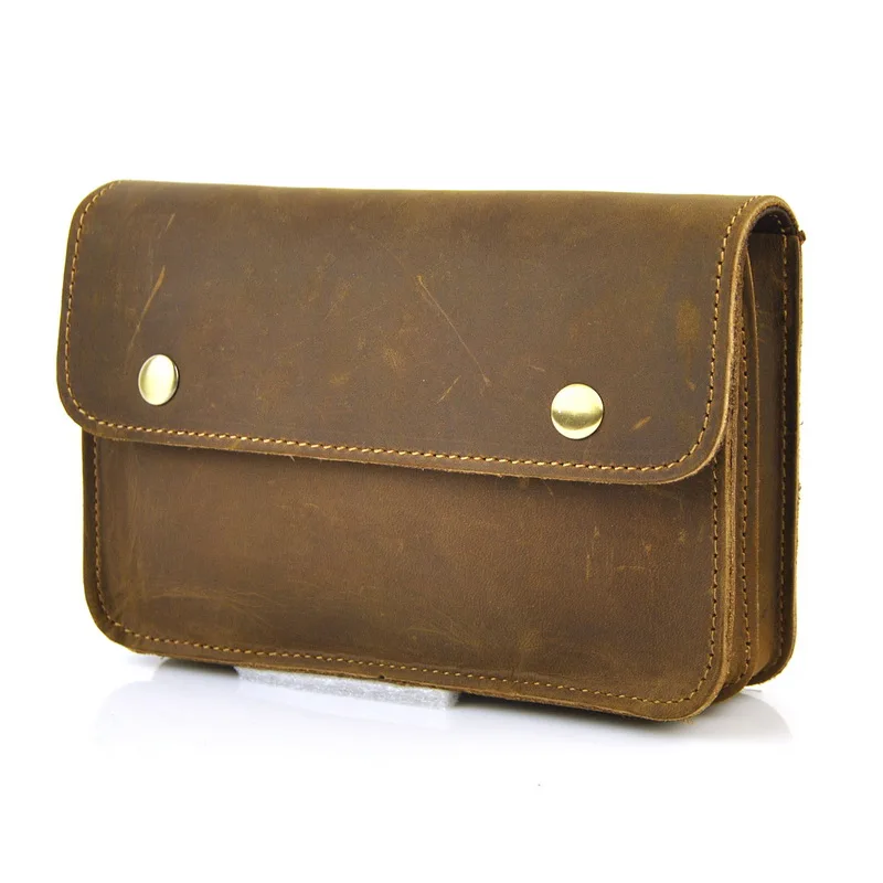 Мужская поясная сумка из натуральной кожи для мобильного телефона Повседневные