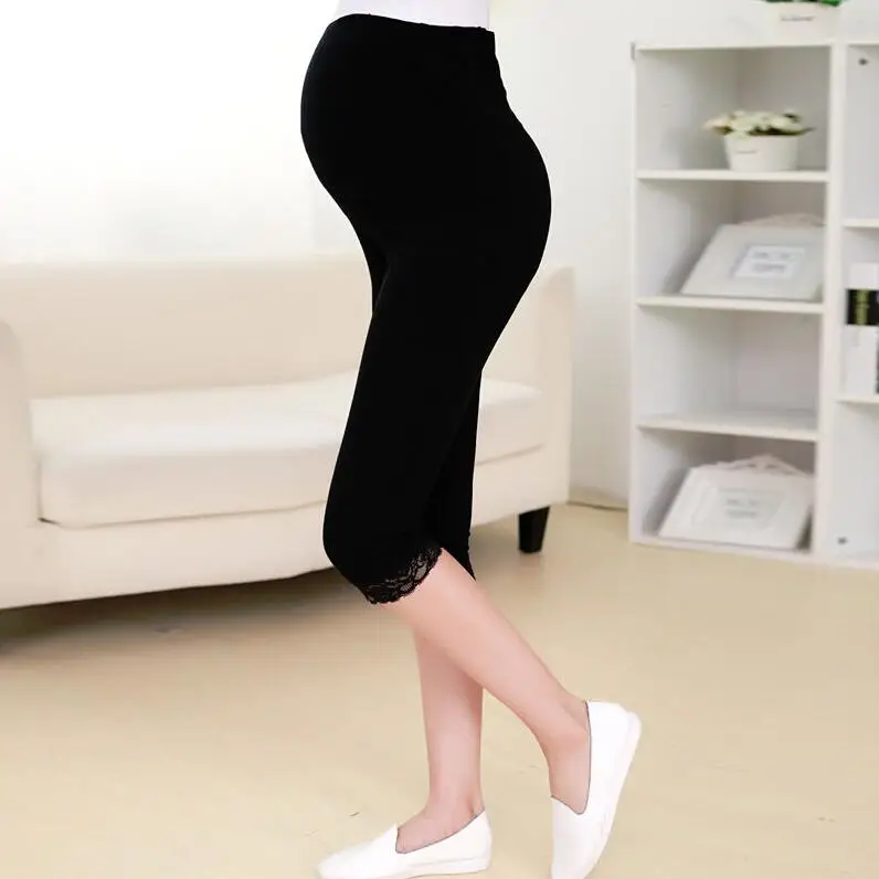 Леггинсы для беременных женщин тонкие кружевные шорты с высокой талией мягкие