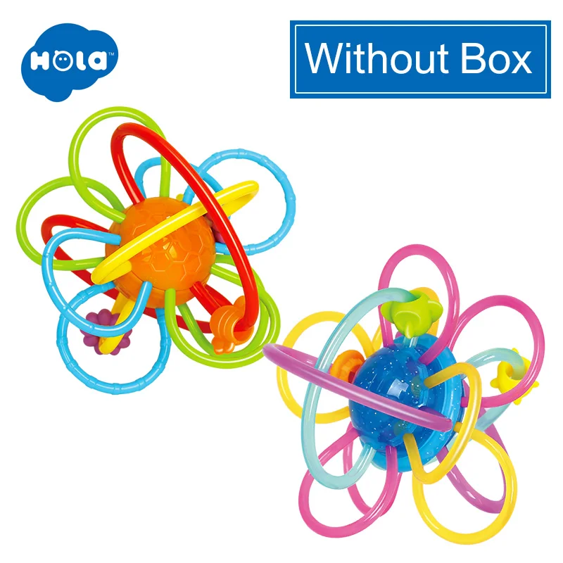WITHOUT BOX HOLA 1106 детские фитнес-игрушки ручной Колокольчик 0-12 месяцев мяч для детей игрушка Погремушки Развивающие детские интеллект детские игрушки ручной Колокольчик погремушка - Цвет: WITHOUT BOX