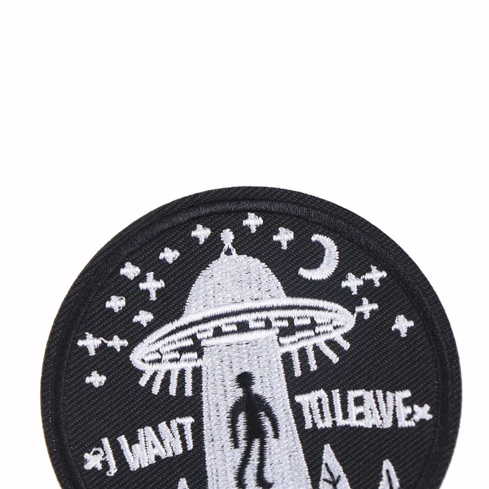 1 шт. Модные прочные значки для инопланетян &quotI WANT TO LEAVE UFO&quot с вышитой аппликацией