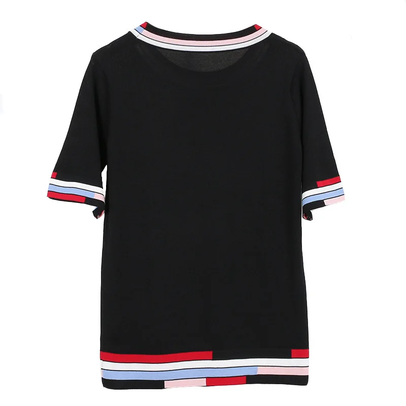 GRUIICEEN 2018 summer contrast color t shirt casual short sleeve women top fashion female tee all match | Женская одежда