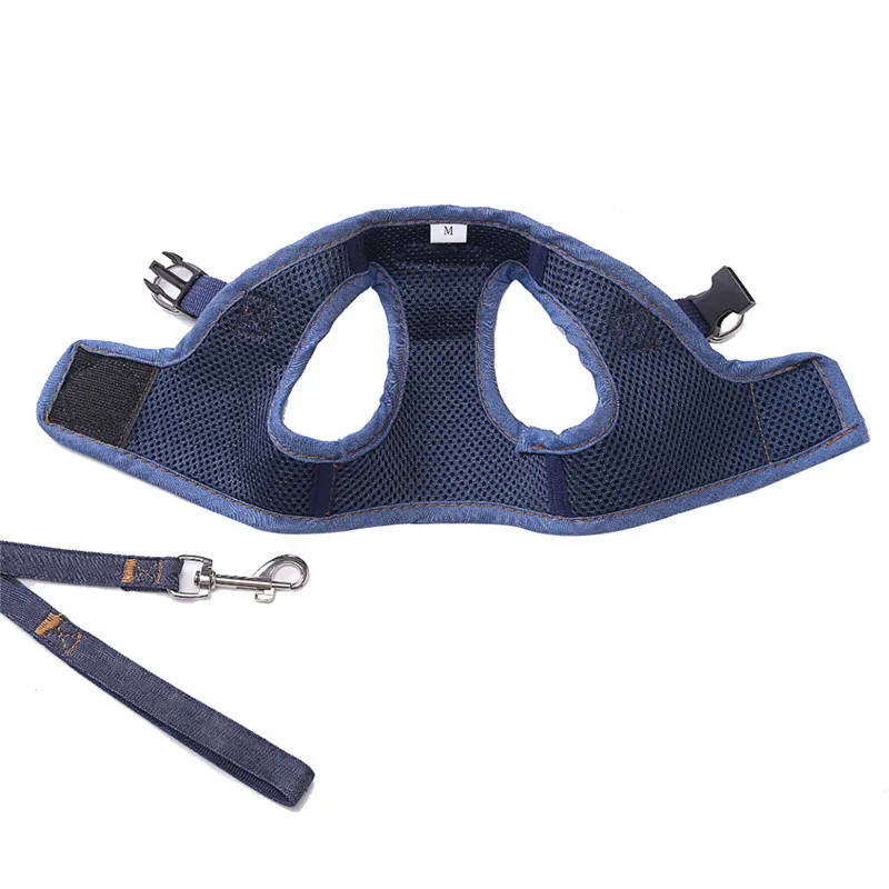 Шлейка для собак жилет щенков поводок прогулок джинсов маленьких кошек