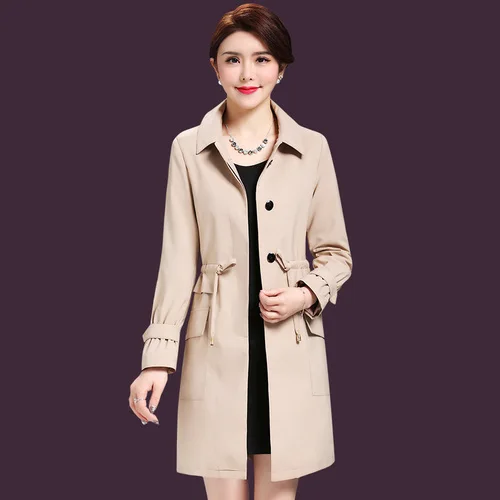 Autumn Korean Version Women Windbreaker New Style Winter Pure Color Xxxxl Designs Female Work Wear Simple Fashion Slim Coat | Женская