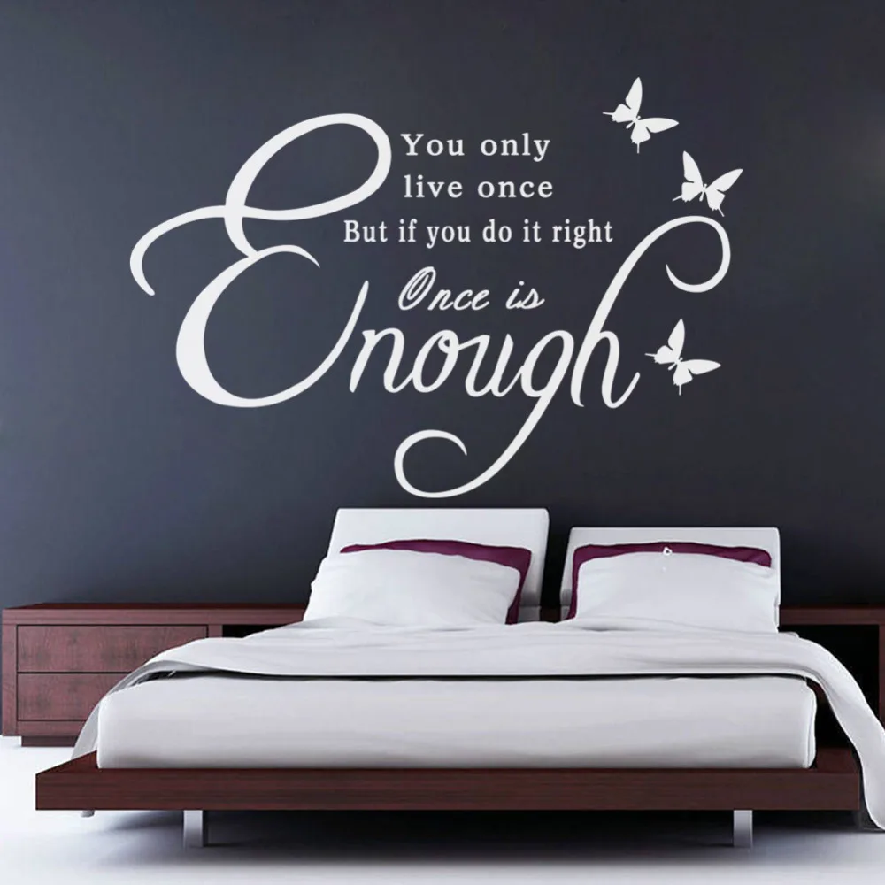 

Wall Sticker Quotes once is enough wall stickers vinyl butterfly decal home room decor 8144 Remonable Bedroom wall stickers