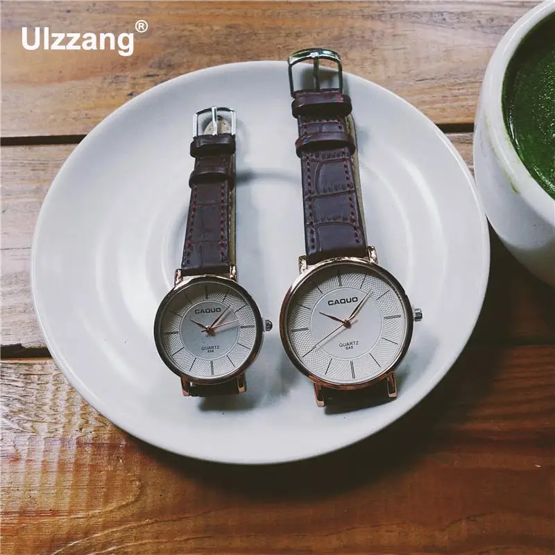 2018 модные парные часы из натуральной кожи популярные повседневные Кварцевые