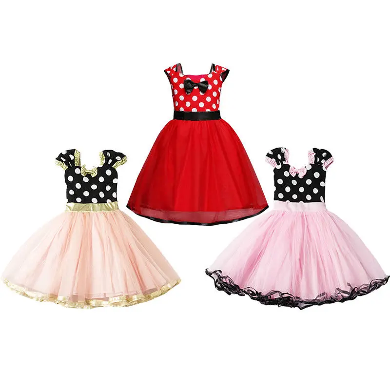 2018 new sweet Child Kids Baby Girls Princess Sleeveless Bowknot Cosplay Party Tulle Tutu Dresses lovely kid dot ball gown dress | Детская