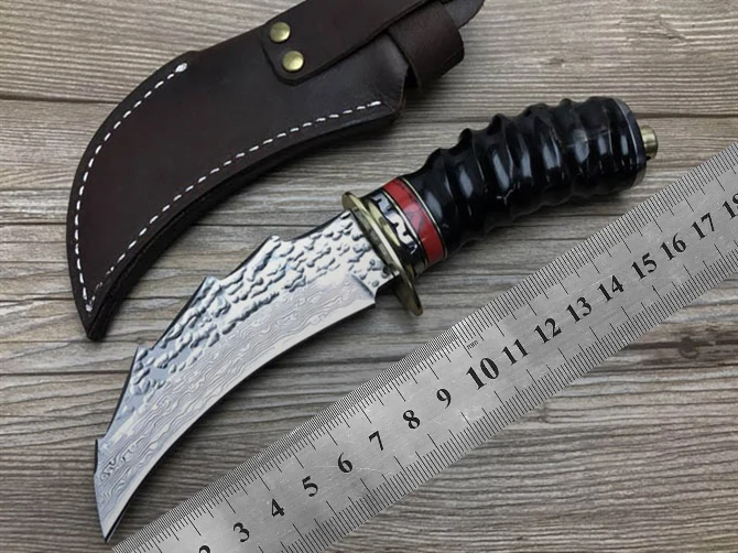 Нож karambit прямой Тактический рожок тень деревянная ручка Дамаск EDC инструмент
