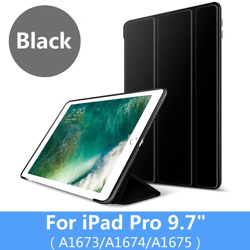 Black AIEACH чехол для Apple iPad Pro 9,7 дюйма мягкий силиконовый умный чехол из искусственной кожи с магнитной подставкой для iPad Pro чехол 9,7 Funda - Цвет: Black