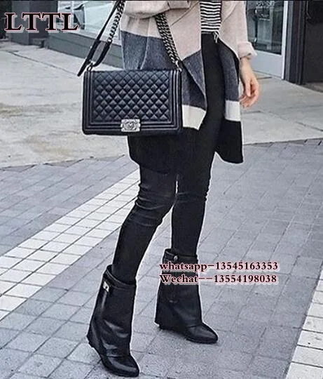 Лидер продаж женские кожаные ботильоны на танкетке увеличивающие рост