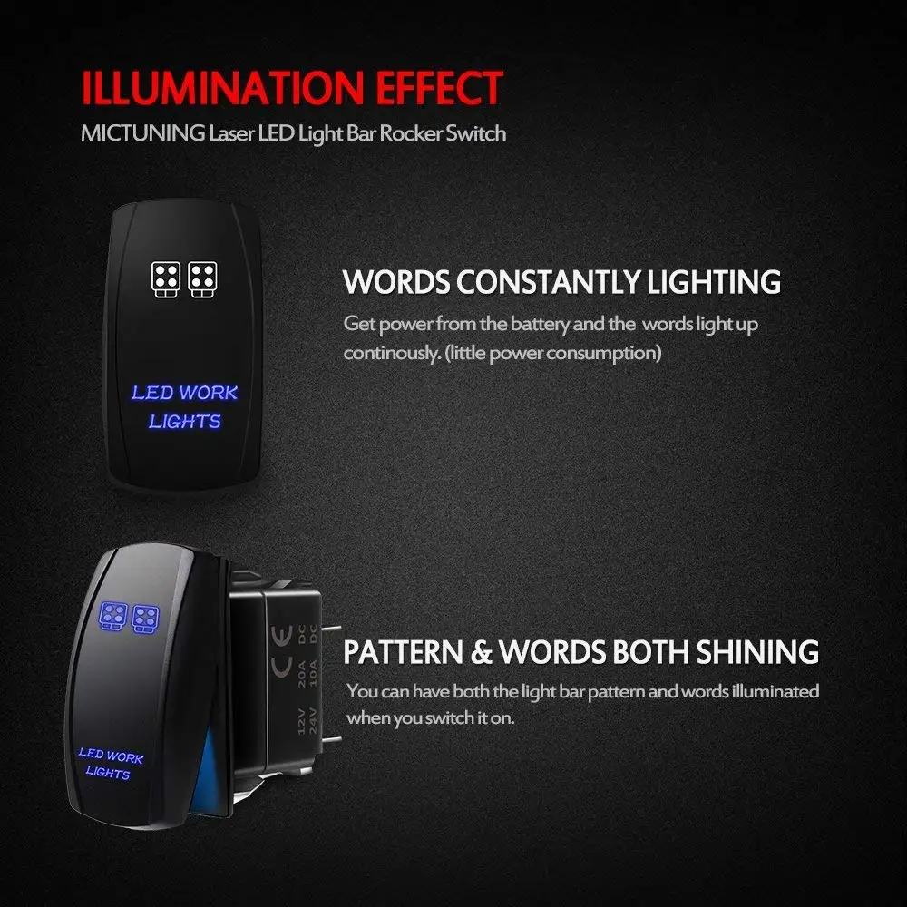 MICTUNING MIC-LSL1 5Pin перекидной переключатель ВКЛ-ВЫКЛ светодиодный светильник 20A 12V Led