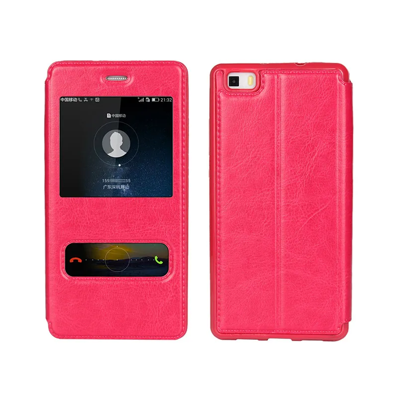 Модный кожаный чехол для Huawei P8 lite 2015 с окошком просмотра Fundas Etui Capinha Carcasa Капа