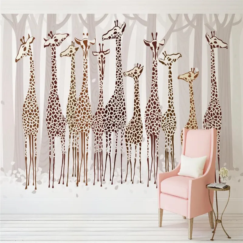 

Custom Photo wallpaper hand painted giraffe art background wallpaper living room bedroom mural Home Decoration mural