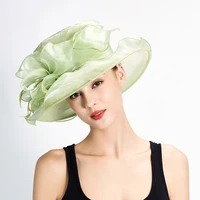 special shiny organza and feather ladies church hat dress hat summer hat for lady s10 3083
