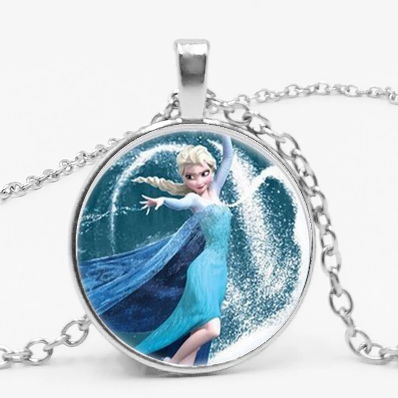 Новая подвеска с Анной подвеской Ge Elsa, ожерелье с изображением героев мультфильмов для девочек, ожерелье с драгоценными камнями, подарок для девочек, цепочка с мультяшным свитером