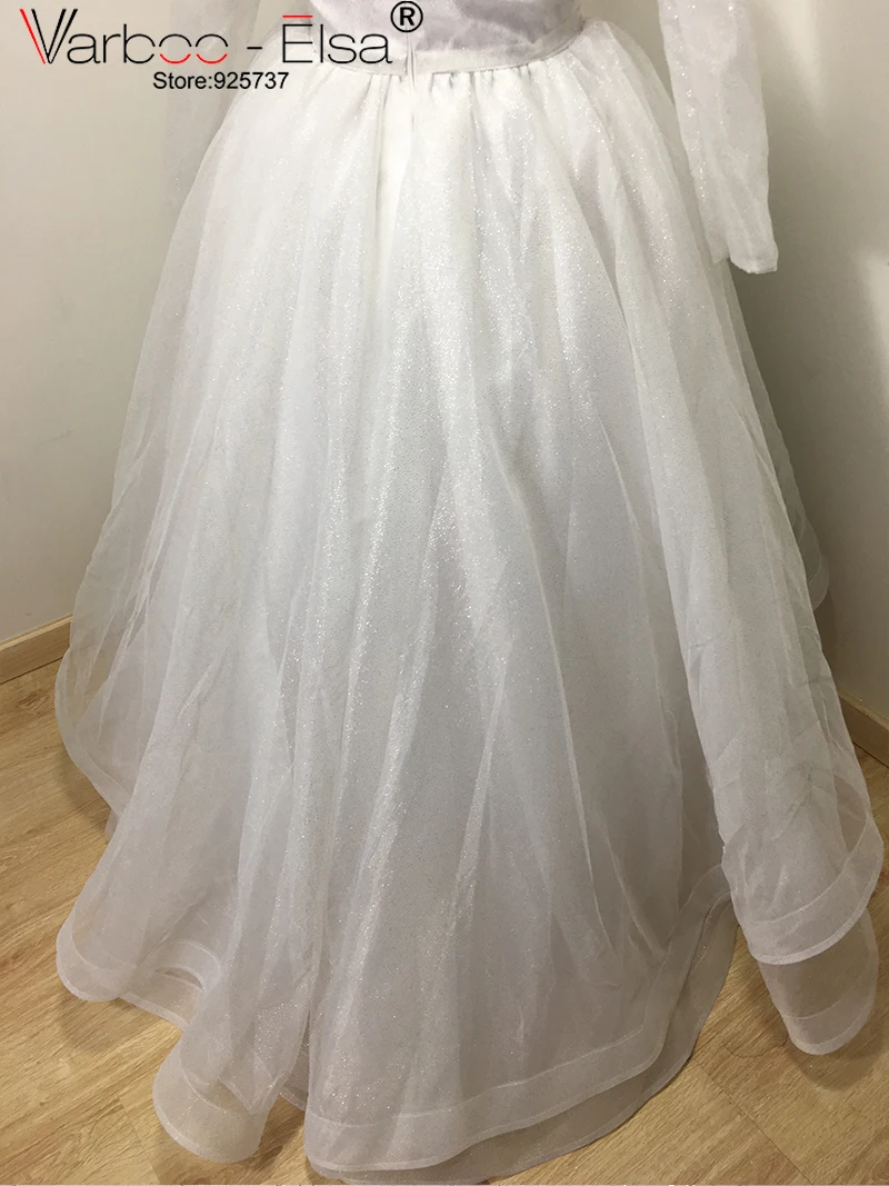 VARBOO_ELSA Long Sleeve Boat Neck Sexy Prom Dress High Low Evening White Sequined Special Occasion 2021 Custom Black | Свадьбы и
