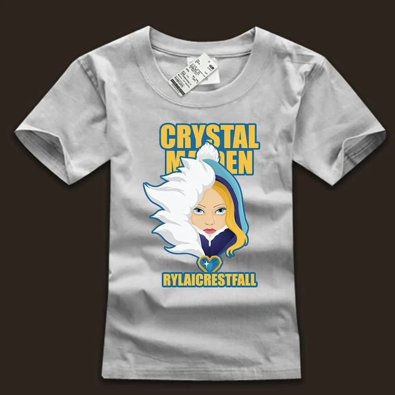 DOTA 2 Crystal Maiden футболки 100% хлопок черный белый серый плюс размер XS 2XL 3xl короткий