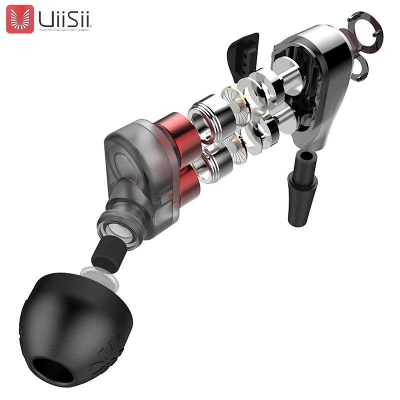UiiSii BA T8 Hi Fi наушники вкладыши двойной Dynamaic Музыка с шумоподавлением проводные