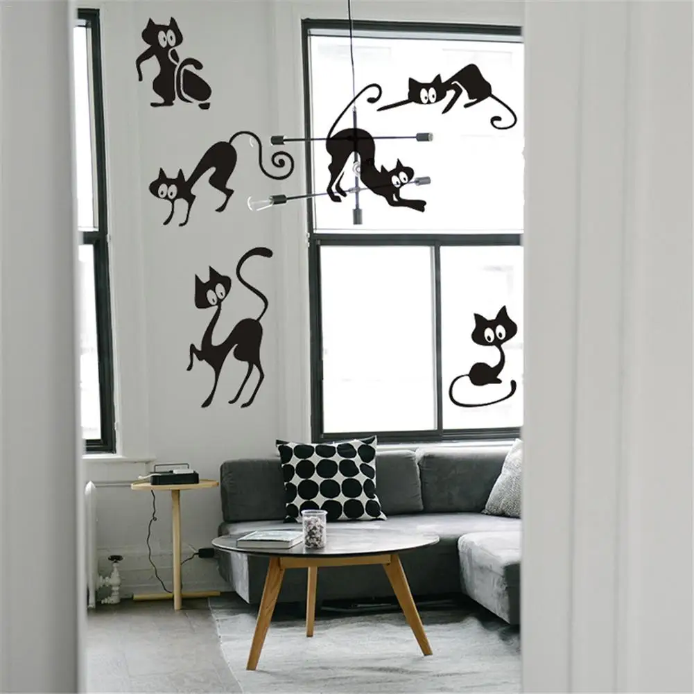 Новый шесть Кот талии стикер на стену для домашнее украшение в виде животного DIY