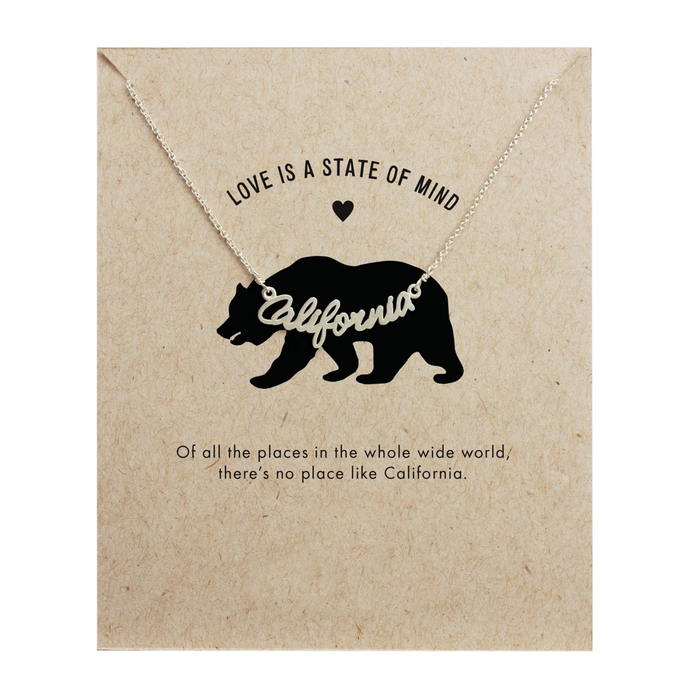 California Script Necklaces Silver Plated Letters Pendant Necklace Clavicle Chain Women Jewelry E017 | Украшения и аксессуары