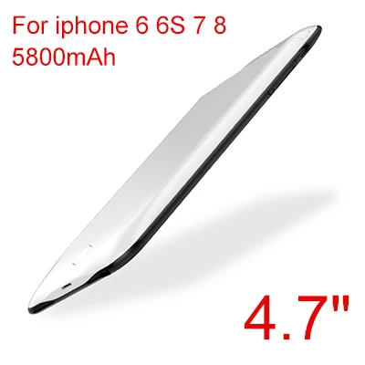 white 5800 мач чехол для зарядного устройства для iPhone 6, 6 S, 7, 8, 4,7 дюймов, внешний резервный чехол для зарядки аккумулятора, чехол для внешнего аккумулятора - Цвет: white