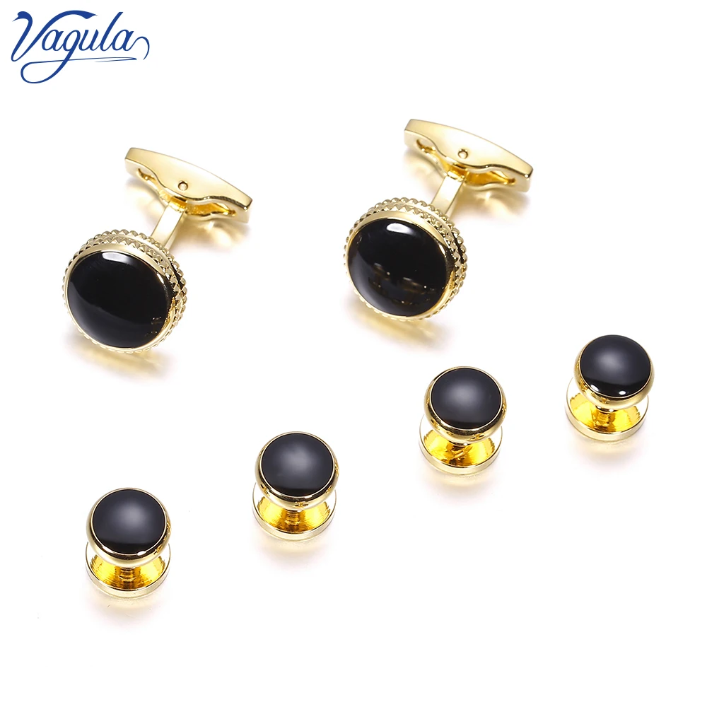 

VAGULA Hot Sale Cufflinks Studs in 6 PCS Set Luxury Gemelos Trendy Tuxedo Collar Stud Men Jewelry 430