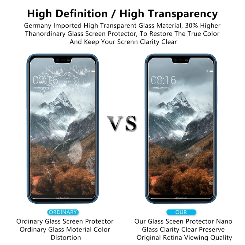10 Pcs/Lot 2.5D 0.26mm Premium Tempered Glass For Huawei P20 Lite Nova 3e 5.84 inch Screen Protector Toughened protective film | Мобильные