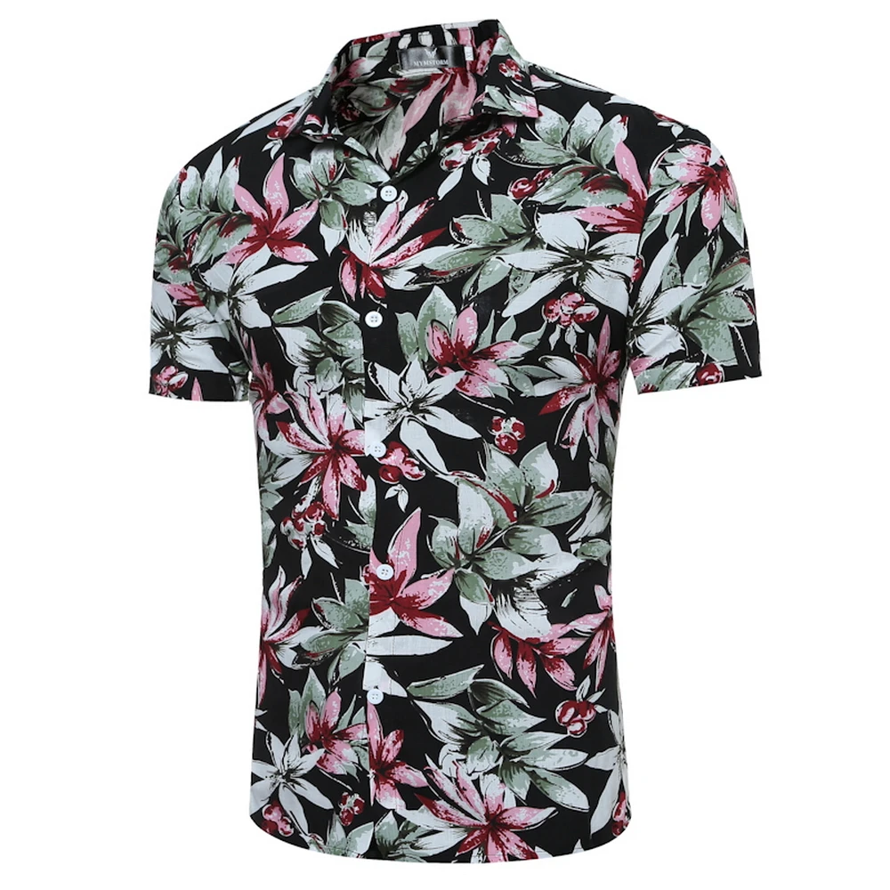 2018 Mens Shirts Hawaiian Shirt Camisa Social Masculina Short Sleeve Casual Slim Fit Men Clothing Chemises Homme | Мужская одежда