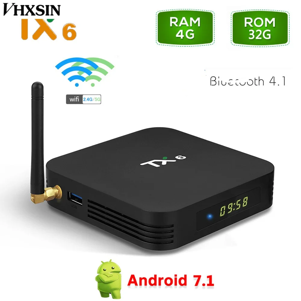 VHXSIN 5 PCS/LOT TX6 4GB RAM 32GB ROM Android 9.0 TV Box Allwinner H6 Quad Core Media Player 2.4G 5G Wifi Bt 4.1 4K HD Smart | Электроника