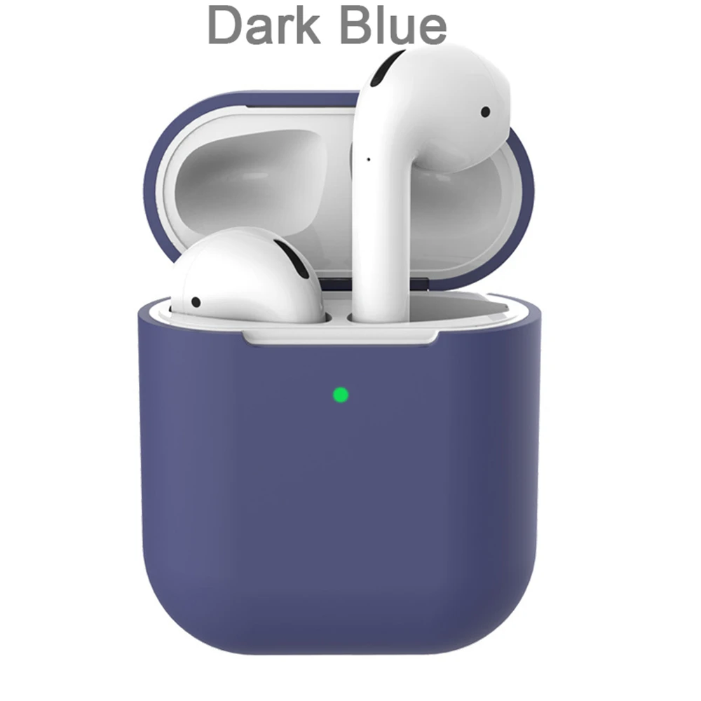 dark blue 1 шт. мягкий силиконовый чехол из ТПУ для Airpods 2 защитный чехол для кожи пыленепроницаемый против потери тонкий беспроводной чехол для наушников - Цвет: dark blue