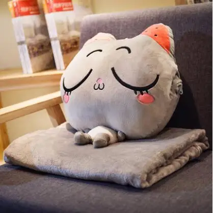 

Cushion Blanket cushion dual purpose multi-function 3D Cat blanket cartoon plush child adult sofa bed home car Dec FG662