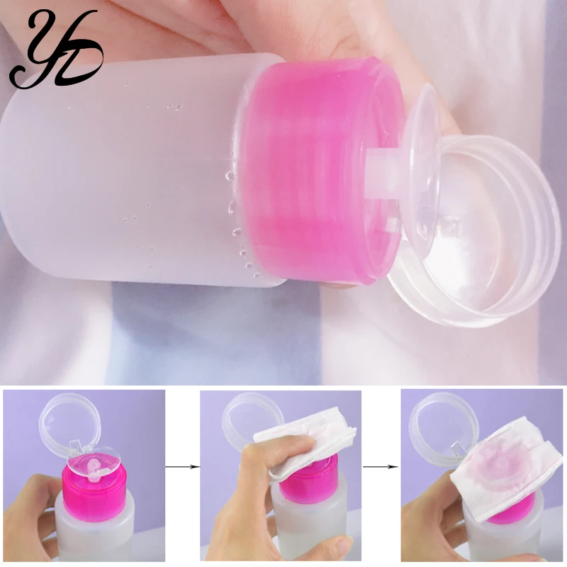 Yiday 1pcs Small Empty Pump Bottle W/ Stopper for Remover Nail Polish Cosmetic Plastic Dispenser Containers Flip-cap Manicure | Красота и