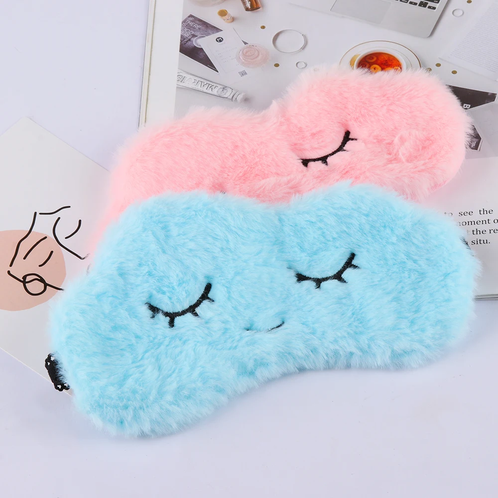 1Pcs Sleeping Aid Eye Patch GiftSoft Blindfold Super soft plush Cartoon cloud eye mask cute eyelashes sleep shade Eyepatch | Красота и
