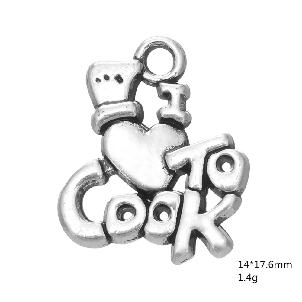 Подвеска в виде антикварной буквы Я люблю готовить и шляпы шеф повара милая для