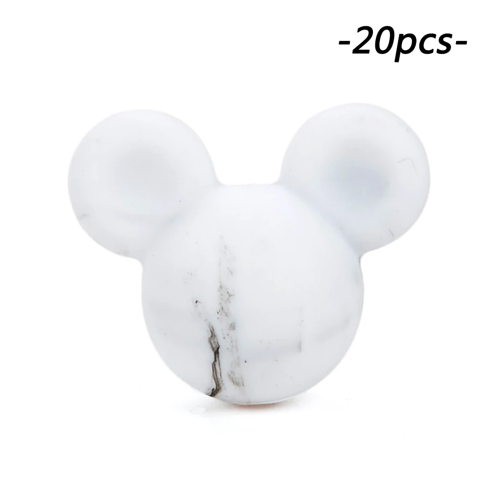 Marble LOFCA/, 20 шт./партия, силиконовые бусины в форме Микки, BPA, бесплатные Прорезыватели для зубов держатель соски для кормления ребенка - Цвет: Marble