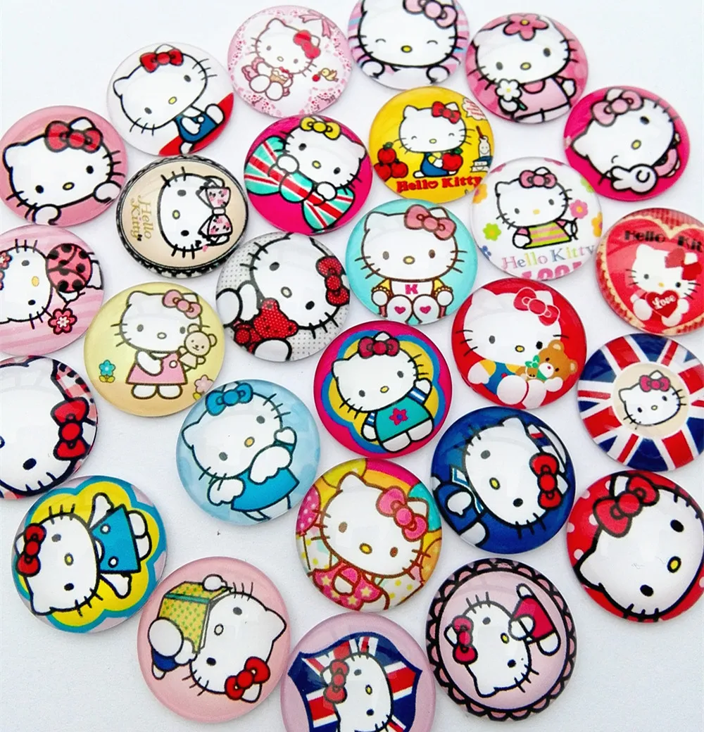 30 шт. прекрасный Мышь KT кошки изображение Случайный Круглый Стекло кабошон 20 мм