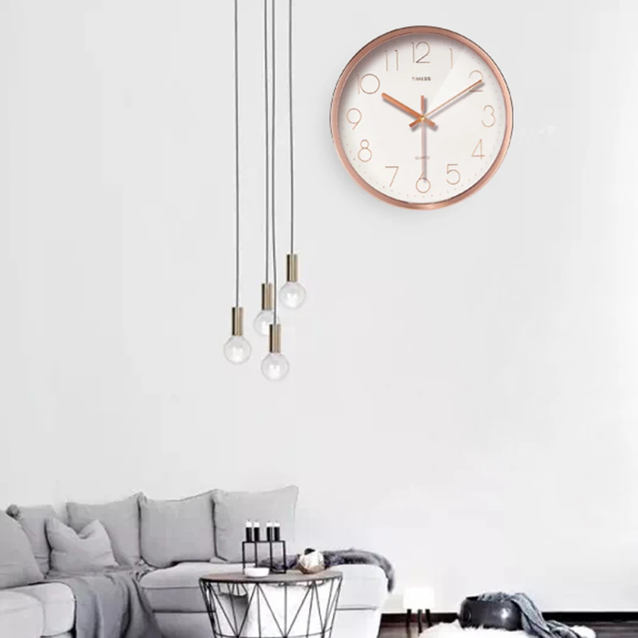 

Rose Gold White Silent Wall Clock Modern Simple Home Design Living Room Large Digital Wall Clock European 3d Art Clock C5T020