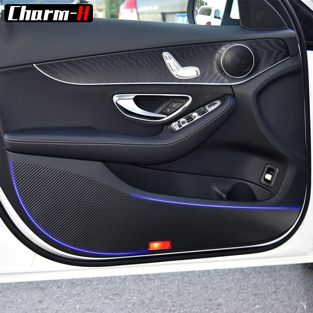5D Углеродное Волокно Винил для Mercedes Benz 2017 C Class C200 C180 C300 двери анти kick pad наклейка