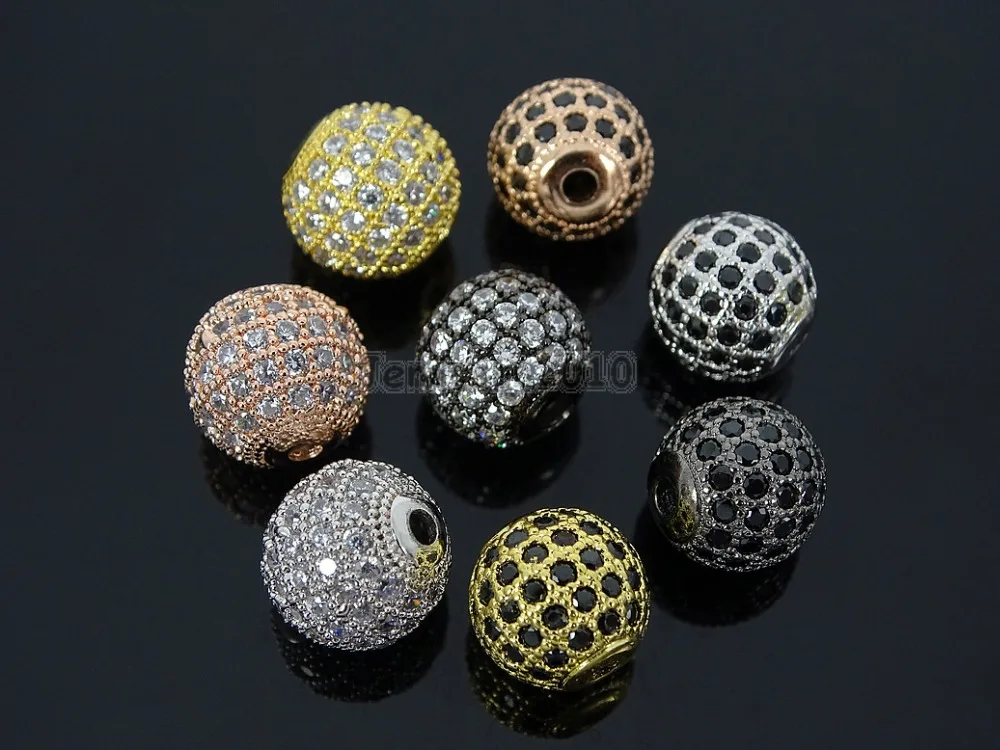 8 мм прозрачные циркониевые драгоценные камни ПАВЕ круглый шар браслет