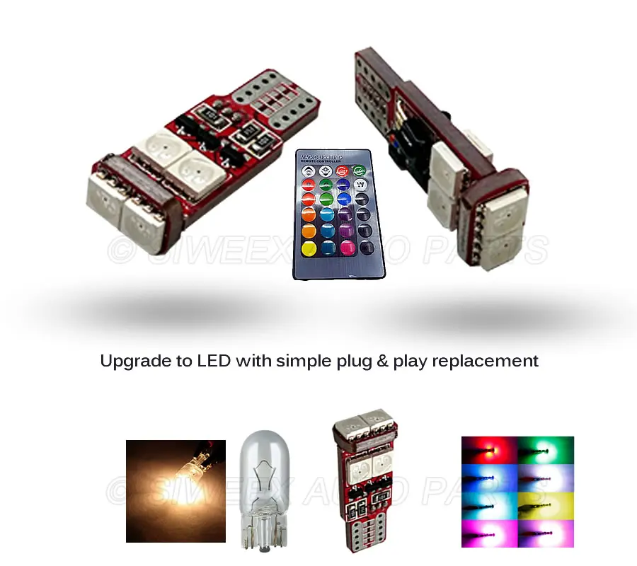 Универсальный T10 194 W5W 501 5050 6 SMD LED Canbus Ошибка интерьерные лампочки автомобиля RGB