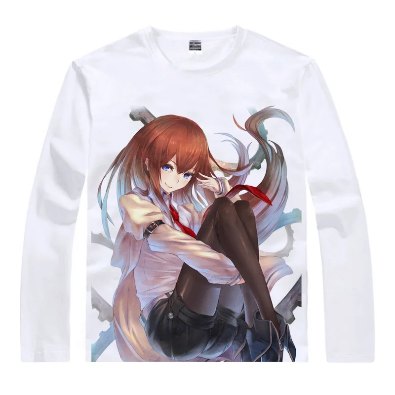Coolprint аниме рубашка Steins ворота футболки разных стилей с длинным рукавом Makise Kurisu