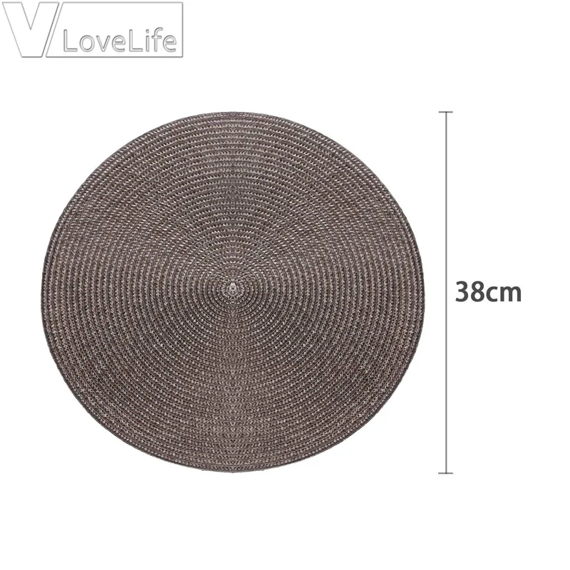 Table Round Placemat Weave PP Dining Napkin Mats Bowl Pad Hotel Cutlery Table Decoration Tray Mat Braided Style Placemat