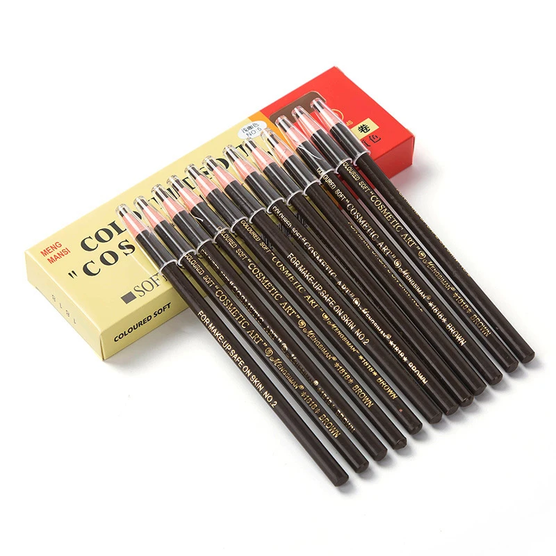 

12pcs Waterproof Microblading Permanent Makeup Eyebrow Lip Design Eye Brow Positioning Lip Tattoo Pen Pencil Tools Black Brown