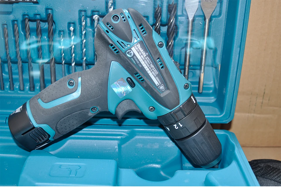 Япония Makita HP330DWE зарядки Ударная дрель литиевая батарея ручная дрель электрическая отвертка 6000-22500ipm 400-1500 об/мин 24/12N. М