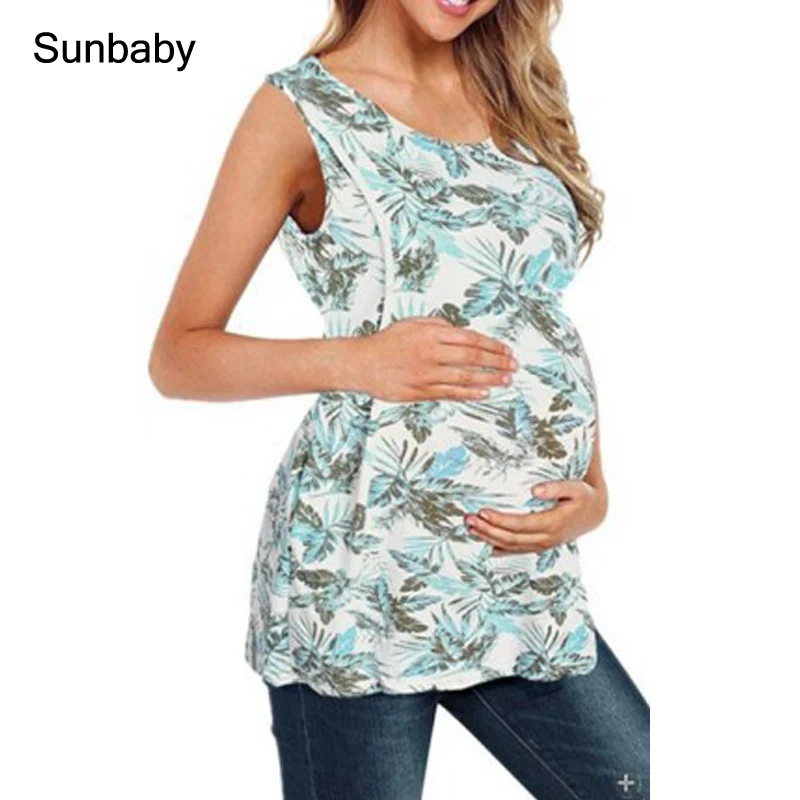 

Sunbaby New summer maternity tops print for breastfeeding pregnant women chalecos para mujerT04011