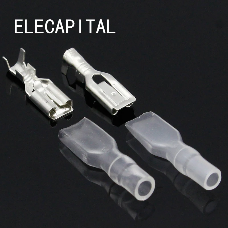 Обжимная Клемма 4 8 мм 50 шт. гнездовой Соединитель с чехол|spade connector|female spade connector4.8mm