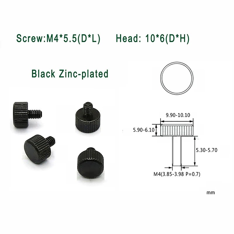 M4x5.5mm 10 шт. M2.5 M3 M4 нестандартный ручной винт с накатанной головкой цилиндра винты для большого пальца винты для корпуса компьютера Ni-plated черный цинк - Цвет: M4x5.5mm