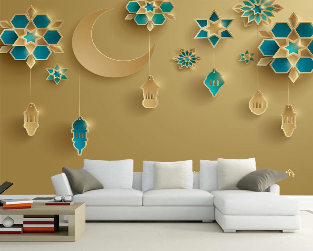 Обои 3d золотистые в исламском стиле обои для гостиной детской комнаты дивана