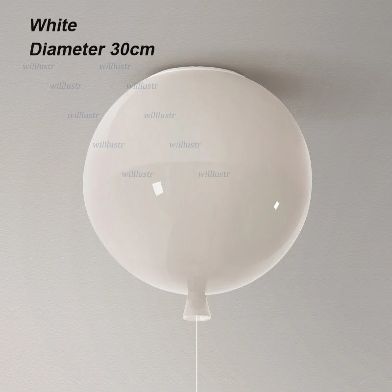 White Diameter 30cm Многоцветный воздушный шар, потолочный светильник для спальни, детской комнаты, детского сада, отеля, торгового центра, для детской комнаты, цветной современный стеклянный светильник - Цвет корпуса: White Diameter 30cm